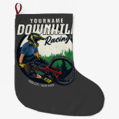下りパーソナライズされたヒルレーシングマウンテンバイクトレイル ラージクリスマスストッキング (正面)