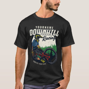 下りパーソナライズされたヒルレーシングマウンテンバイクトレイル Tシャツ