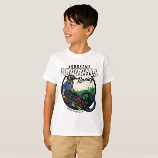 下りパーソナライズされたヒルレーシングマウンテンバイクトレイル   Tシャツ (正面フル)