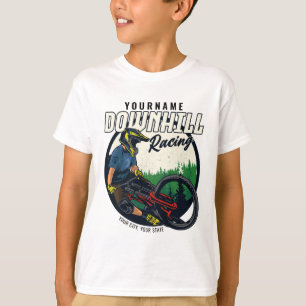 下りパーソナライズされたヒルレーシングマウンテンバイクトレイル Tシャツ