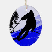 下り坂にスキー斜面で セラミックオーナメント (右)