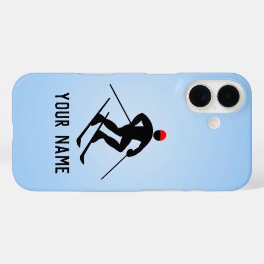 下り坂に向かうポールのスキーヤー、テキストを追加 Case-Mate iPhoneケース (裏面 (横))