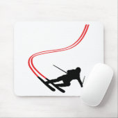 下り坂のスキースキーの赤いトラック マウスパッド (マウス)