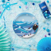 下り坂のスキーヤーの紙皿 ペーパープレート (パーティー)