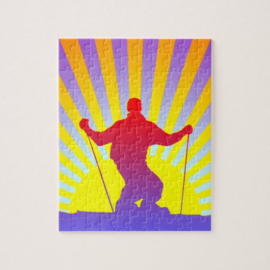 下り坂のスキーヤー ジグソーパズル (縦)