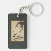 下り坂のスキーヤー-スポーツおよび喜びの広告宣伝 キーホルダー (裏面)