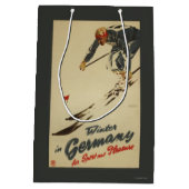 下り坂のスキーヤー-スポーツおよび喜びの広告宣伝 ミディアムペーパーバッグ (裏面)