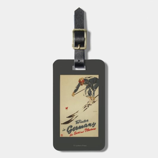 下り坂のスキーヤー-スポーツおよび喜びの広告宣伝 ラゲッジタグ (正面縦)