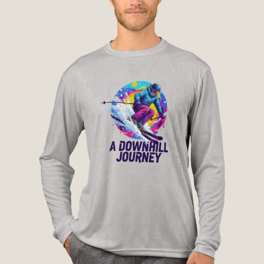 下り坂のスキーヤー トライブレンドTシャツ (正面)