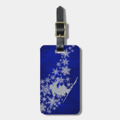 下り坂の雪のスキー青 ラゲッジタグ (正面縦)