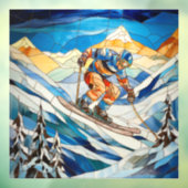 下り坂スキーヤーの窓の貼り付け ウィンドウサイン (シート3)