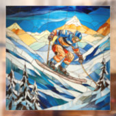 下り坂スキーヤーの窓の貼り付け ウィンドウサイン (シート2)