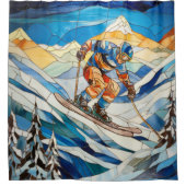 下り坂スキーヤーシャワーカーテン シャワーカーテン (正面)