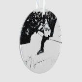 下り坂スキーヤー – スキーしよう!セラミックオーナメント オーナメント (正面)