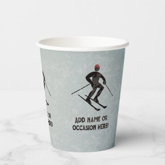 下り坂メタルルックでテキス男らしトをスキー 紙コップ (裏面)