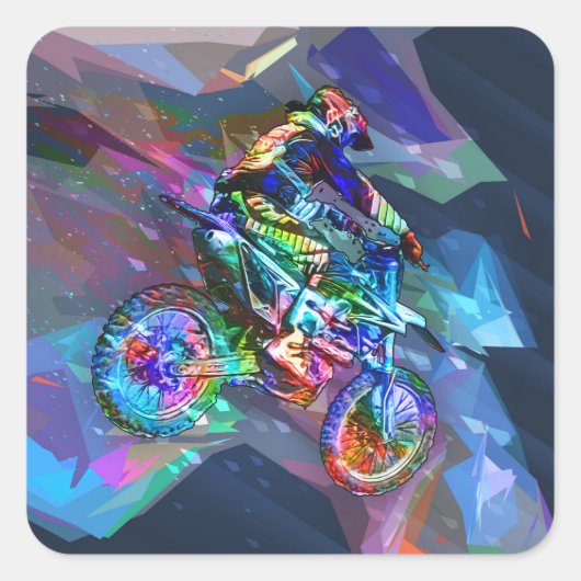 下り坂極度のクレヨンによって着色される土のバイク スクエアシール (正面)