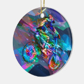 下り坂極度のクレヨンによって着色される土のバイク セラミックオーナメント (左)