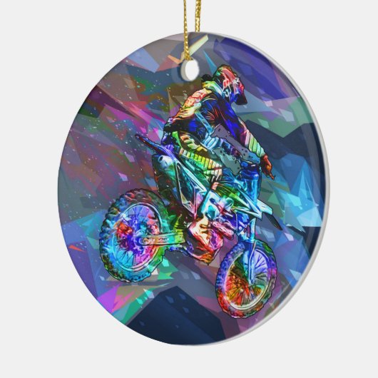 下り坂極度のクレヨンによって着色される土のバイク セラミックオーナメント (左)