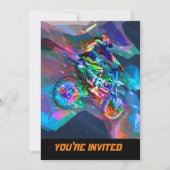 下り坂極度のクレヨンによって着色される土のバイク 招待状 (正面)