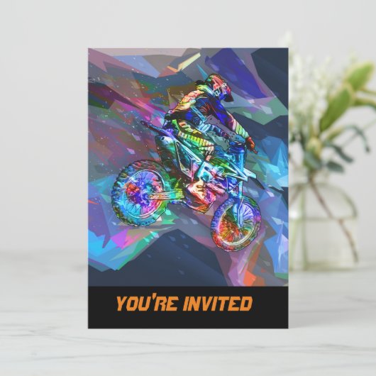 下り坂極度のクレヨンによって着色される土のバイク 招待状 (スタンド正面)