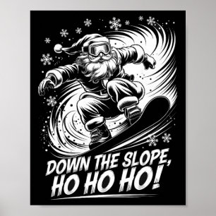 下り斜面ホホホホホサンタスノーボーダークリスマスサン ポスター