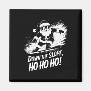 下り斜面ホホホホホサンタスノーボーダークリスマスサン マグネット