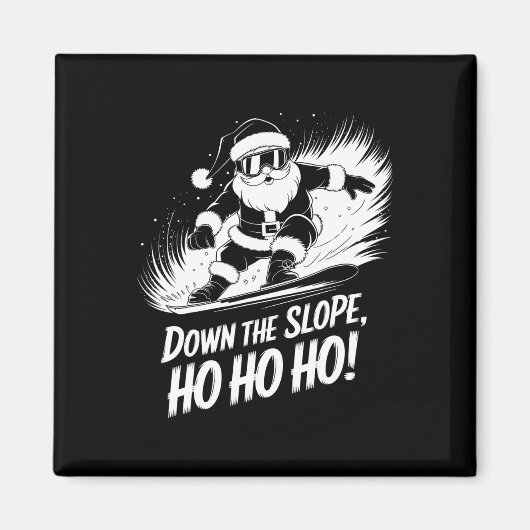 下り斜面ホホホホホサンタスノーボーダークリスマスサン マグネット (正面)