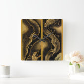 下り竜と上り竜（北斎） スクエア壁時計 (ホーム)