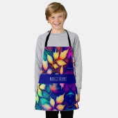 下り葉紫色グラデーション虹パターン エプロン (着用した状態)