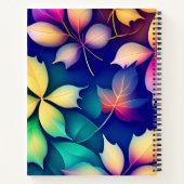 下り葉紫色グラデーション虹パターン ノートブック (裏面)