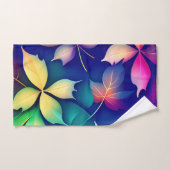 下り葉紫色グラデーション虹パターン バスタオルセット (ハンドタオル)