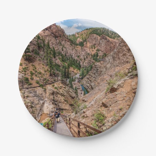 下を見て7つの秋階段紙プレート ペーパープレート (正面)