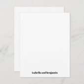 下モダンはっきりした白の縦結婚名 サンキューカード (正面/裏面)