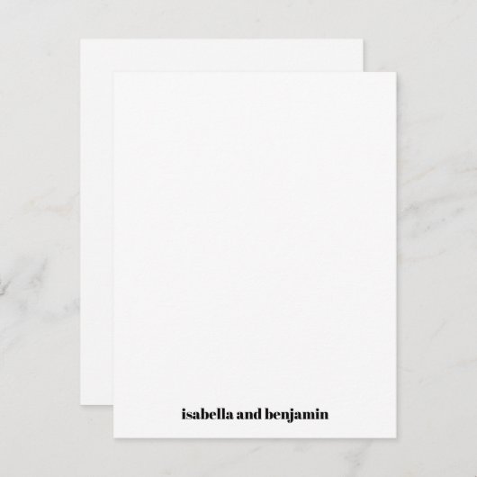 下モダンはっきりした白の縦結婚名 サンキューカード (正面/裏面)