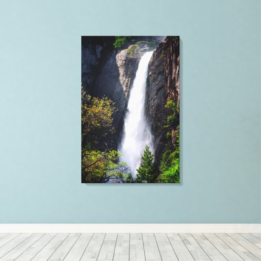 下位ヨセミテ秋のカスケード キャンバスプリント (インサイチュ (ウッドフロア))