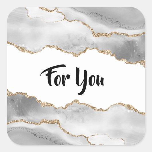 下出水彩白金ゴールドフェイクアゲートエレガント スクエアシール (正面)