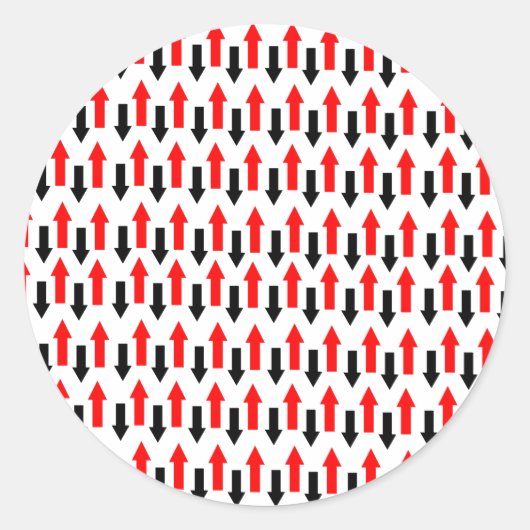 下向きの赤と黒の矢印 ラウンドシール (正面)