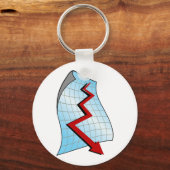下向きグラフの赤い矢印 キーホルダー (正面)