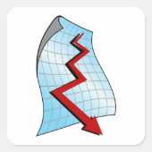 下向きグラフの赤い矢印 スクエアシール (正面)