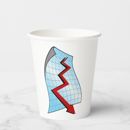 下向きグラフの赤い矢印 紙コップ (正面)