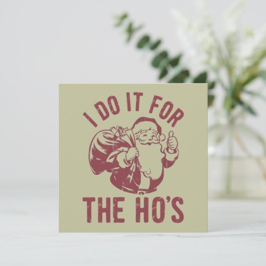 下品なクリスマスのサンタの顔 私はホーのためだけにやっている シーズンカード (スタンド正面)