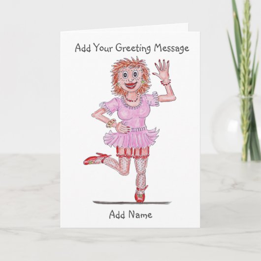 下品な女の似顔絵カード カード (正面)