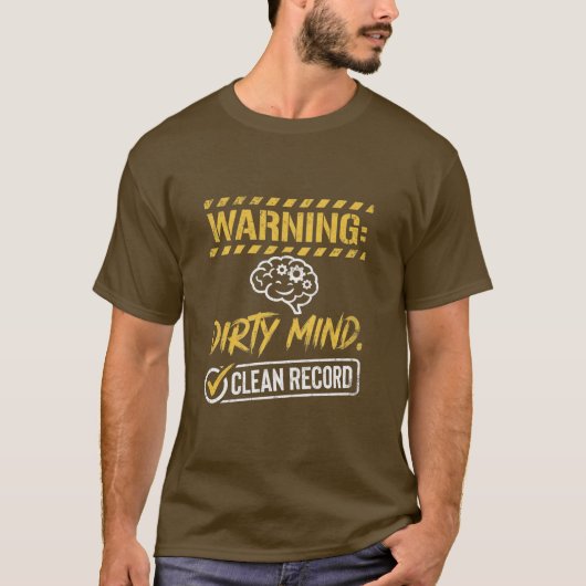 下品注意 汚れた心 クリーンなレコード 楽しいデザイン Tシャツ (正面)