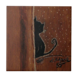 下塗り猫右セラミックタイル タイル