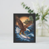 下威厳のあるの魚の上に舞うワシ ポストカード (スタンド正面)