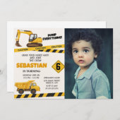 下建築誕生日招待状と写真 招待状 (正面/裏面)