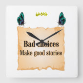 下手な選択をすると話が上手になる スクエア壁時計 (正面)