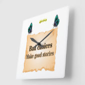 下手な選択をすると話が上手になる スクエア壁時計 (傾斜)