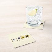 下書かれる帆が付いている4旗の絵画 スクエアペーパーコースター (インサイチュ)