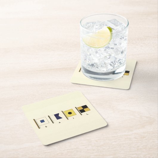 下書かれる帆が付いている4旗の絵画 スクエアペーパーコースター (インサイチュ)